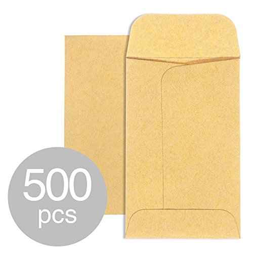 ACSTEP #1 Small Coin Envelopes 2-1/4 x 3-1/2, Kraft Mini Key Envelopes with Gummed Flap in Brown, Seed Packets Envelopes for Storing Seeds, Tip Envelope for Cash 500pcs