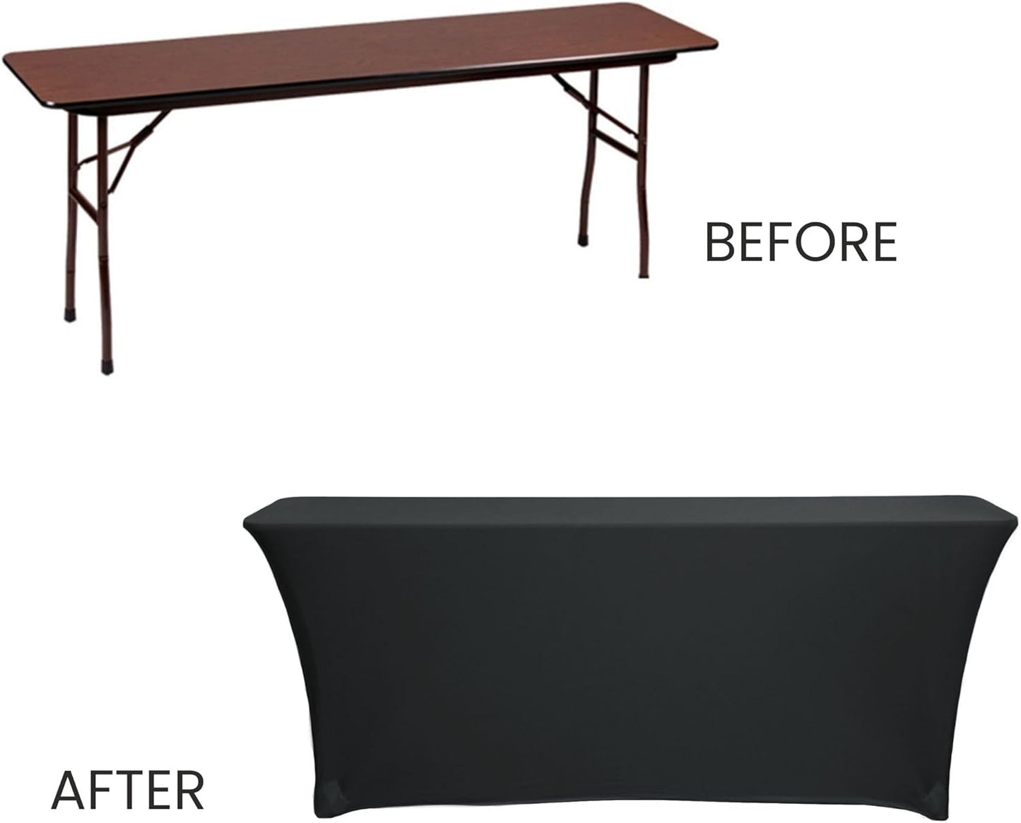 YOUR Chair Covers - Spandex Stretch Tablecloth for 6 Ft x 18 In Rectangular Tables - Black