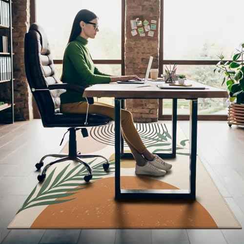 Office Chair Mat for Hardwood & Tile Floor,Boho Abstract Leaves 60"x48" Computer Chair Mat for Rolling Chairs Carpet, Under Desk Non Slip Gaming Rug, Low-Pile Rubber Backing Large Protector Mat