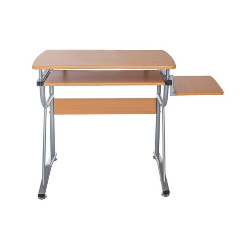 Techni Mobili Compact Computer Desk With Side Shelf And Keyboard Panel, Cherry, 43" x 19.5" x 30"