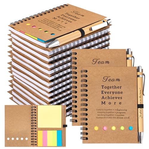 20 Sets Employee Appreciation Gifts Bulk Team Gifts Inspirational Spiral Notebook Journal with Sticky Notes Motivational Bamboo Pens for Coworker Nurse Teacher Office Staff Volunteer Thank You Gifts