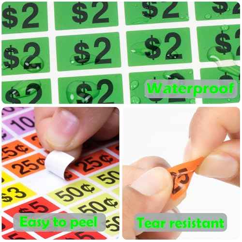 Garage Sale Stickers,1/2" X 3/4" Yard Sales Price Stickers,2025 Pcs Rectangle Preprinted Price Labels for Flea Markets,Retail Use