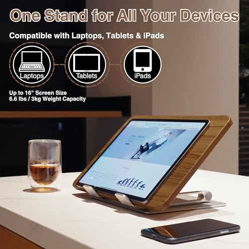 AVARO Adjustable Laptop Stand ? Ergonomic Laptop Stand with Customizable Height & Angle, Robust Design Laptop Riser for Desk, Portable, Foldable & Durable Computer Stand for Home or Office Use
