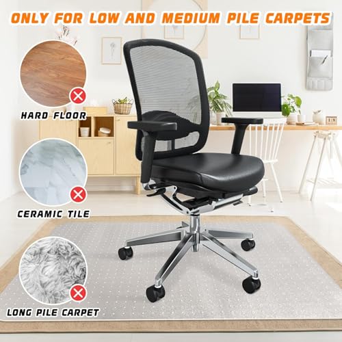 Sharewin 48" x 30" Office Chair Mat for Carpeted Floors – Thick 2.2mm, Easy Glide Desk Mat