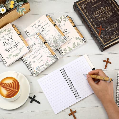 30 Sets Christian Spiral Notebooks Bulk Inspirational Religious Bible Verse Prayer Notepad with Sticky Note Pen Christmas Gifts for Church Study Group Member Vbs Sunday School (White)
