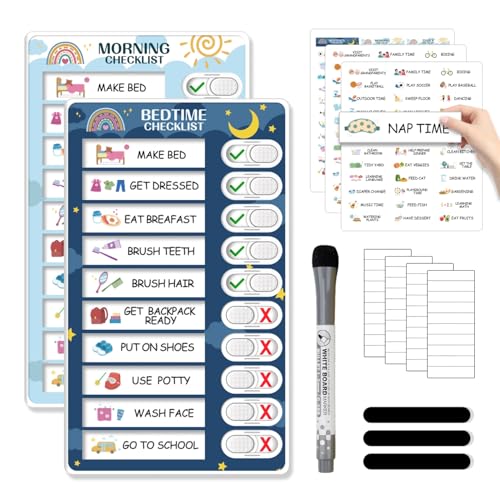 CustomMaster Rainbow 2-in-1 Bedtime & Morning Routine Chart for Kids