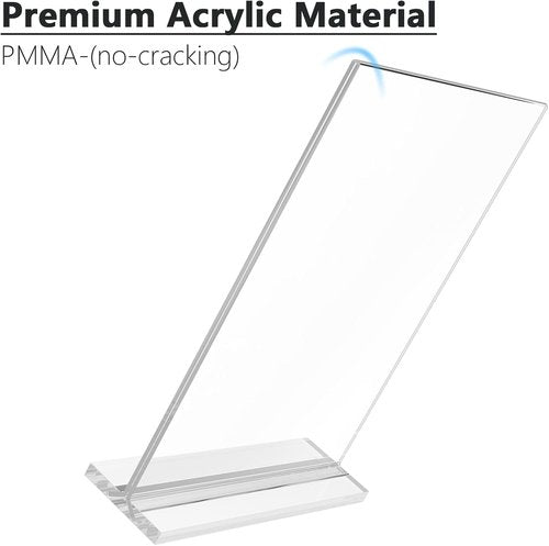 MaxGear Acrylic Sign Holder - 8.5x11 Double-Sided T-Shape Display Stand | 12-Pack Clear Menu Frames