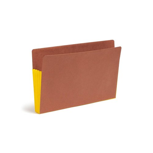 Smead End Tab Pocket, Reinforced Straight-Cut Tab, 3-1/2" Expansion, Extra Wide Legal Size, Redrope with Yellow Gusset, 10 per Box (74688)