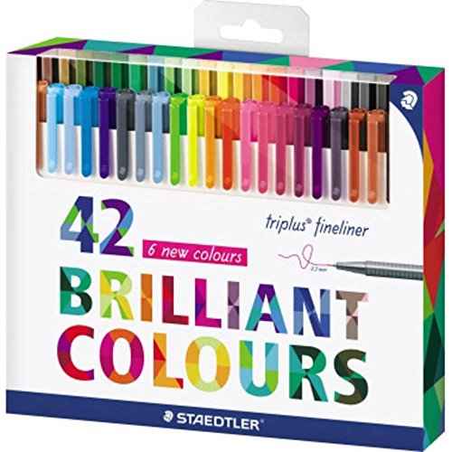STAEDTLER 334C42 Triplus Fineliner 42-Color Assorted Fine Water-Based Marker