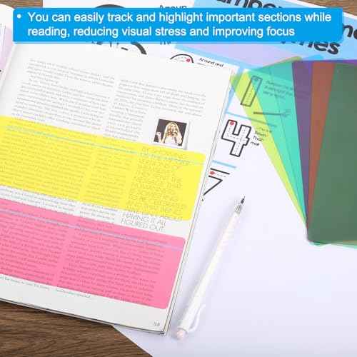 PATIKIL Guided Reading Strips, 10pcs Tracking Highlight Colored Overlay Bookmark Reduce Visual Stress Teaching Supplies with Line for Classroom, Sky Blue