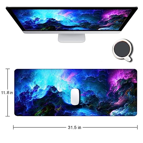 SANWUMIAN 15 Dazzling Galaxy Large Gaming Mouse Pad 31.5x11.8 Inch Non-Slip Desk Mat