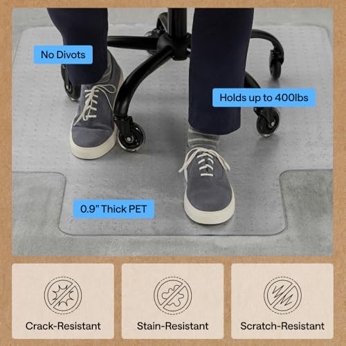 GORILLA GRIP Heavy Duty Office Chair Mat for Carpet Floors 29x47 Clear - Non-Slip, Thick & Protective