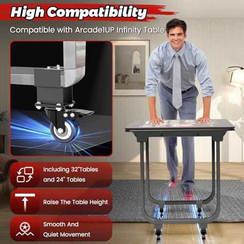 Riser Casters Compatible with Arcade1UP Infinity Table£¬360¡Æ Swivel Casters for Raising The Table Height, Heavy Duty Plate Caster- Load 200lbs(Set of 4)