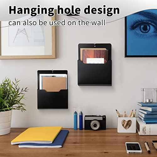 Qunclay 6 Pack Magnetic File Holder Magnetic Paper Holder Fridge Magnet Organizer Letter Size Fridge Pockets Storage Mail Planner Wall File Organizer for Refrigerator Locker Whiteboard (Large)