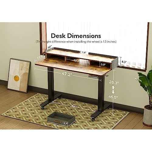 Claiks Standing Desk with Drawers, Stand Up Electric Standing Desk Adjustable Height with Storage Shelf and Splice Board, 48 Inch, Rustic Brown