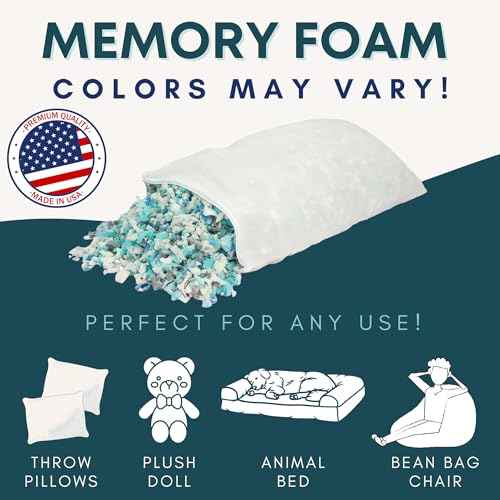 Shredded Memory Foam (5 Pound), Made in USA, 5 LBS Refill, Bean Bag Refill, Stuffing for Couch, Filler for Chair and Pillow, Filling for Cushions.