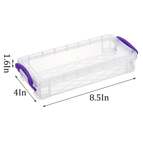 WUWEOT 9 Pack Large Pencil Box, Stackable Clear Plastic Pencil Case, Painting Brush Storage Box with Snap-Tight Lid, Office Supplies Organizer Watercolor Pen Drawing Tools Container