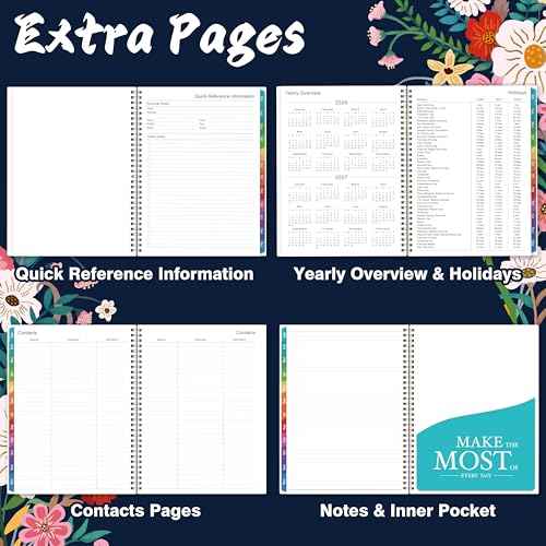 2026 Planner - 2026 Planner Weekly and Monthly from Jan. 2026 - Dec. 2026, Calendar 2026 Planners 8.5 x 11, 12 Monthly Calendar with Colorful Tabs, Inner Pocket and Floral Cover