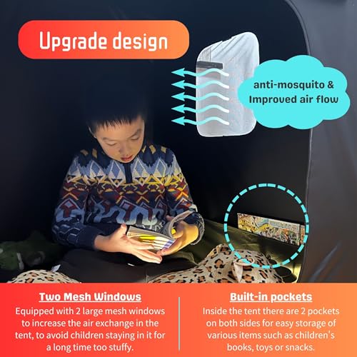 Sensory Tent for Kids & Adults with Autism ADHD SPD - CPC Certification Large Size 40x40in Black Out Calm Corner Helps Children Relax Reduce Anxiety - Pop-up Autistic Sensory Room Play Tent