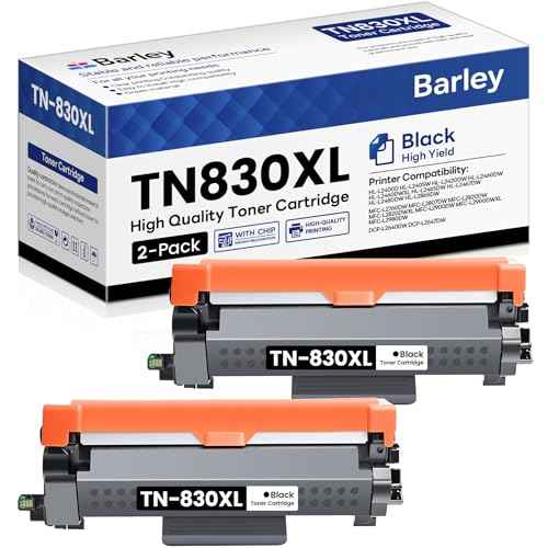 TN830XL 2PK Black High Yield Printer Toner Cartridge Compatible TN830XL TN 830XL Toner Cartridge Replacement for Brother TN830XL TN-830XL TN830 TN 830 Toner Cartridges HL-L2460DW DCP-L2640DW (2 Pack).