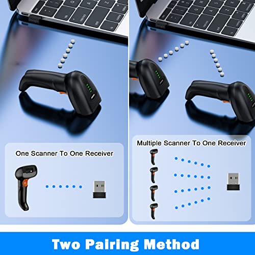 Symcode Bluetooth Wireless Barcode Scanner with Auto-Sensing Stand — 2D QR Code, Battery Level Indicator, 3-in-1 Connectivity, Multi-Device Support