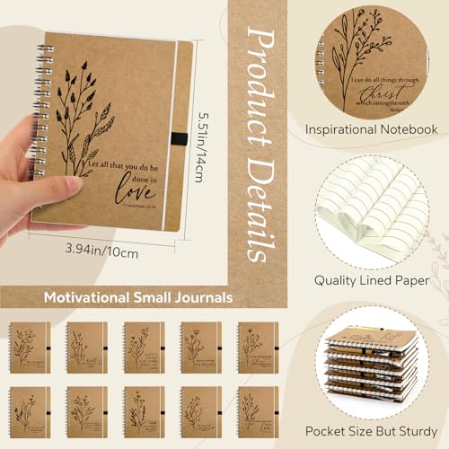 100 Pcs Christmas Bible Verse Spiral Notebook with Bamboo Thanksgiving Christian Pen Aesthetic Religious Notepad Journal Thank You Christian Gift Bulk for Pastor Sunday School Teacher (Classic Style)