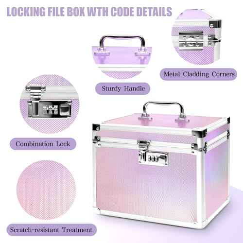 Medication Combination Lock Boxes with Code for Personal Items, Medicine Lockbox for Documents 10 x 7.25 x 7.75 Inches Colorful Aurora