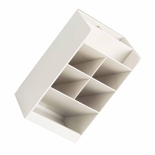 Pen Holder, Oblique Insertion Stationery Storage Box 5 Compartments Pencil Holder Makeup Brush Holder Pen Organizer for Office Pencil Holder for Desk Stationery Storage Pen Holder(Creamy White)