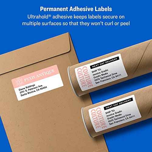 Avery Printable Blank Shipping Labels, 2.5" x 4", White, 800 Labels, Laser Printer, Permanent Adhesive (5817)