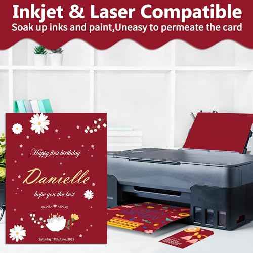Uncle Paul 40 Sheets Christmas Red Cardstock - 8.5'' x 11'' Double-sided Cover Card Stock 65lb Printer Paper Perfect for Scrapbooking, Crafts, Business Cards 180gsm UAP25RE040