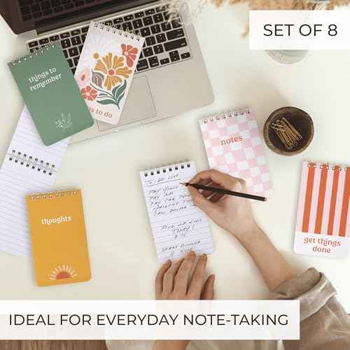 ZICOTO Aesthetic Pocket Notebooks Set Of 8 - Small 3x5 Spiral Notepads With Lined Pages For Women - The Perfect Little Mini Pads to Stay Organized and Boost Productivity at Work or School