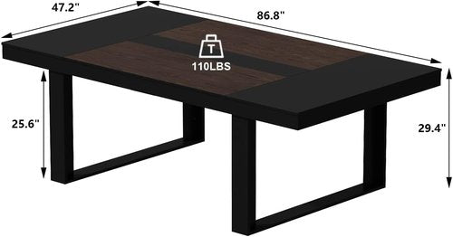 ECACAD 7FT Conference Table - Modern Rectangular Meeting Table for 6-8 People | Black & Deep Brown (86.8”L x 47.2”W x 29.4”H)