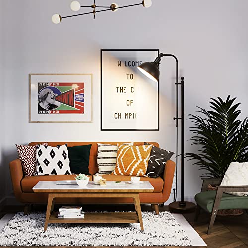 Industrial Floor Lamp, 3 Color Temperature Rustic Floor Lamps in Aged Bronze, Adjustable Height&Head Standing Reading Lamp Farmhouse Lamp