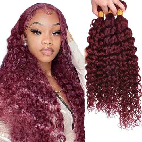 20 22 24 Inch #99J Bundles Water Wave Bundles Human Hair Burgundy Water Wave Bundle Unprocessed Brazilian Virgin Weave Hair 3 Bundle 50 Gram Per Bundle