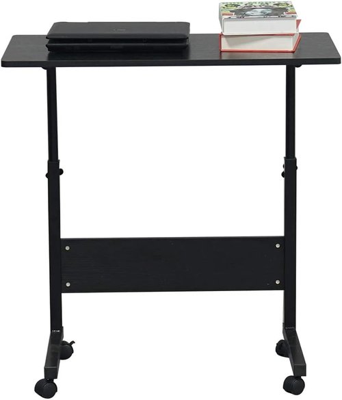 Skiennix Adjustable Height Mobile Computer Desk - Portable Rolling Laptop Stand Cart | Compact Design