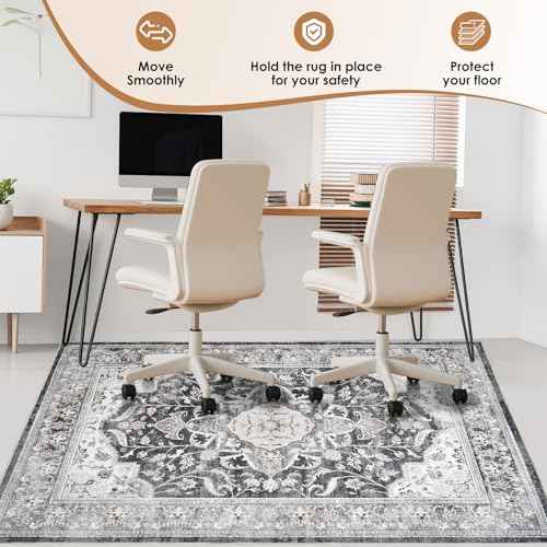 Office Chair Mat for Hardwood Tile Floor, 48"x60"Anti-Slip Under Desk Carpet Protector for Rolling Computer Chair Mat, Machine Washable Office Area Carpet (Chenille,Brown)