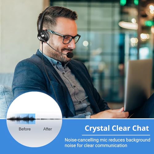Callez RJ9 Phone Headset with Microphone Noise Cancelling, Office Telephone Headset Compatible with Cisco IP Phones 7940 7942 7945 7960 7962 7965 7821 7841 8811 8841 8845 8851 Plantronics M10 M12 M22