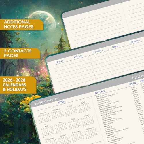 2026-2028 Pocket Planner/Calendar - 3 Year Monthly Planner 2026-2028, Jan 2026 - Dec 2028(36 Months), 6.2" x 4", Monthly Planners, Pocket Calendar with Inner Pockets, Pen Holder & Elastic Closure - Dreaming Moon