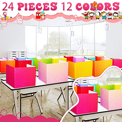 SATINIOR 24 Pcs Privacy Folders for Students – Swirl Colorful Privacy Desk Panels