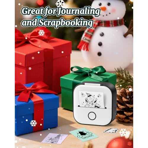 Mini Sticker Printer, T02 Print Pods Mini Printer Thermal Sticker Maker Machine, Bluetooth Inkless Printing, Gifts for Holiday, Memo, Study Notes, Work Plans, Compatible with iOS & Android, Black