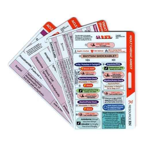 Advanced Cardiac Life Support (ACLS) Badge Buddy ? 2-Card Set | Quick Reference Guide for Emergency & Critical Care | Horizontal & Vertical Compatible