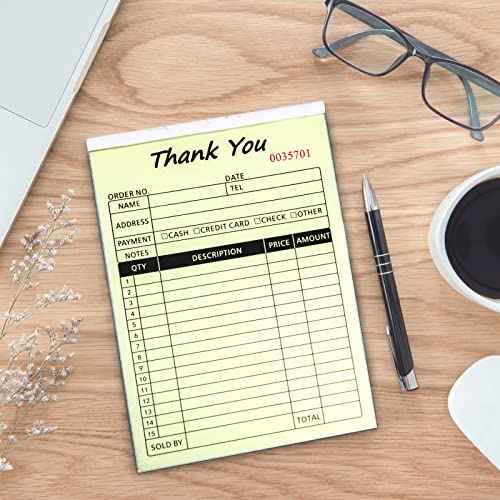 Receipt Book with Cardboard 2-Part Carbonless, Order Forms for Small Business