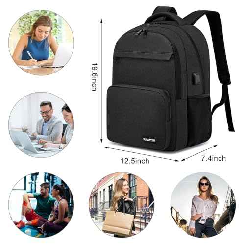 Black Backpack for School, college Backpack for Teens,Students, with 17.3 inch Laptop Sleeve Back Pack for Boys, Large Computer Back Pack with Compartments for Men & Women