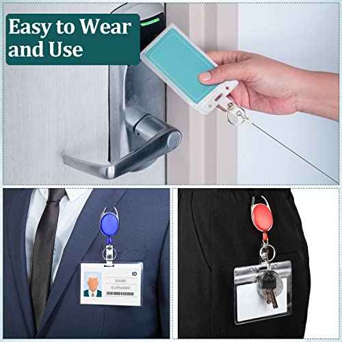 Yaomiao 100 Pack Retractable Badge Holder Reel with Clips Heavy Duty ID Card Holder Reels Bulk with Key Ring for Office Worker Doctor Nurse Employee School Students (Multicolor)