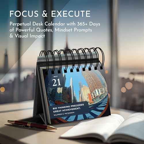 RYVE Motivational Quotes Desk Calendar ? 366 Daily Reflections for Personal Growth ? Office Accessories and Gifts for Men, Mindfulness Flip Calendar, Inspirational Desk Quote