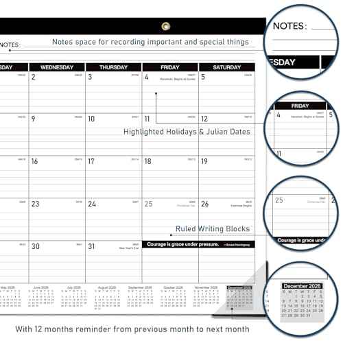 2026 Desk Calendar - 12 Months Large Desk Calendar 2026, Jan 2026 - Dec 2026, 17" x 12", Desk Pad, Large Ruled Blocks, to-do List & Notes, Best Desk/Wall Calendar for Planning or Organizing