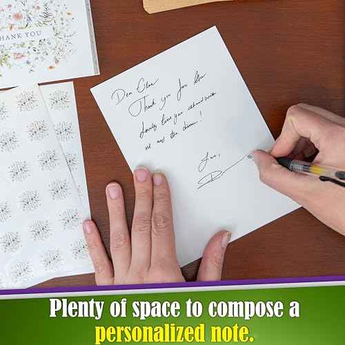 52-pack Floral Thank You Cards Bulk with Kraft Envelopes & Matching Stickers, 3.5x5 Inches, 6 Wildflower Designs | Perfect for Weddings, Baby & Bridal Showers, Graduations & Birthday