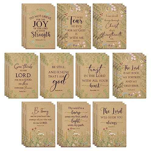 Ctosree 200 Pcs Bible Verse Prayer Journal Notebook Christian Gifts for Women Bulk Mini Inspirational Religious Notepad Religious Gifts for Church VBS Teacher Sunday School 3.15 x 5 Inches (Brown)