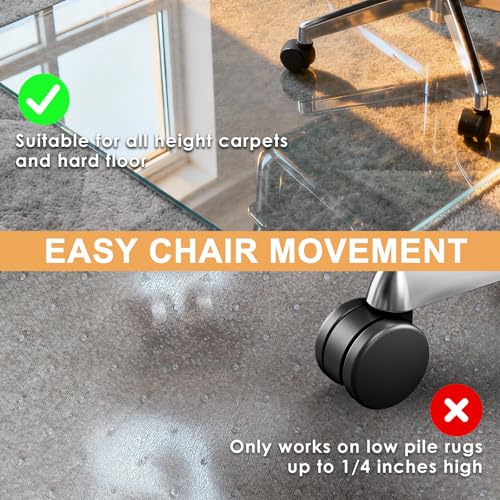 Azadx 32 x 48 Tempered Glass Chair Mat for Carpet, 1/5 Inch Thick - Heavy Duty, Clear