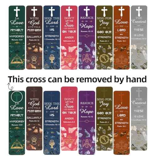 48 Pieces Bible Bookmarks with Hollow Cross Christian Scripture Bookmark, Inspirational Book Markers Religious Bookmarks Reading Scripture for Reading Lover, Men, Women, Church Gifts